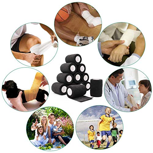 12 Rolls Elastic Self Adhesive Bandage Wrap 3 Inch (3 Inch-12 Count Black)