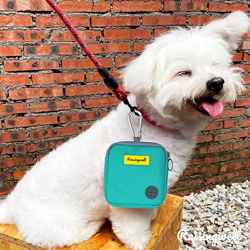 Dog Treat Pouch for Pet Walking and Training with Clicker Poop Bags Small Fanny Zipper Pack Holder for Puppy Snack Dispenser Kit for Leash and Outdoor Use (Green) (One Bag / a5.Green2)