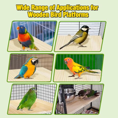 2PCS 13.8x7.9 inches Large Bird Perch Stand Wooden Parakeet Stand Platform Parrot Cage Accessories Rectangle Corner Stand Perch Shelf for Budgie Cockatiel Conure Macaw African Grey Chinchilla (2 PCS)
