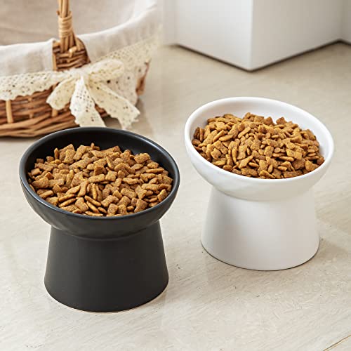 Elevated Cat Bowls (Black & White Mixed / 5.2 Inch (Pack of 4))