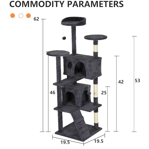 62" Cat Tree Tower (62in / Dark Gray)