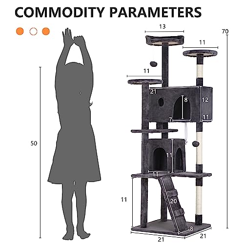70" Cat Tree Tower (70in / Ashy)