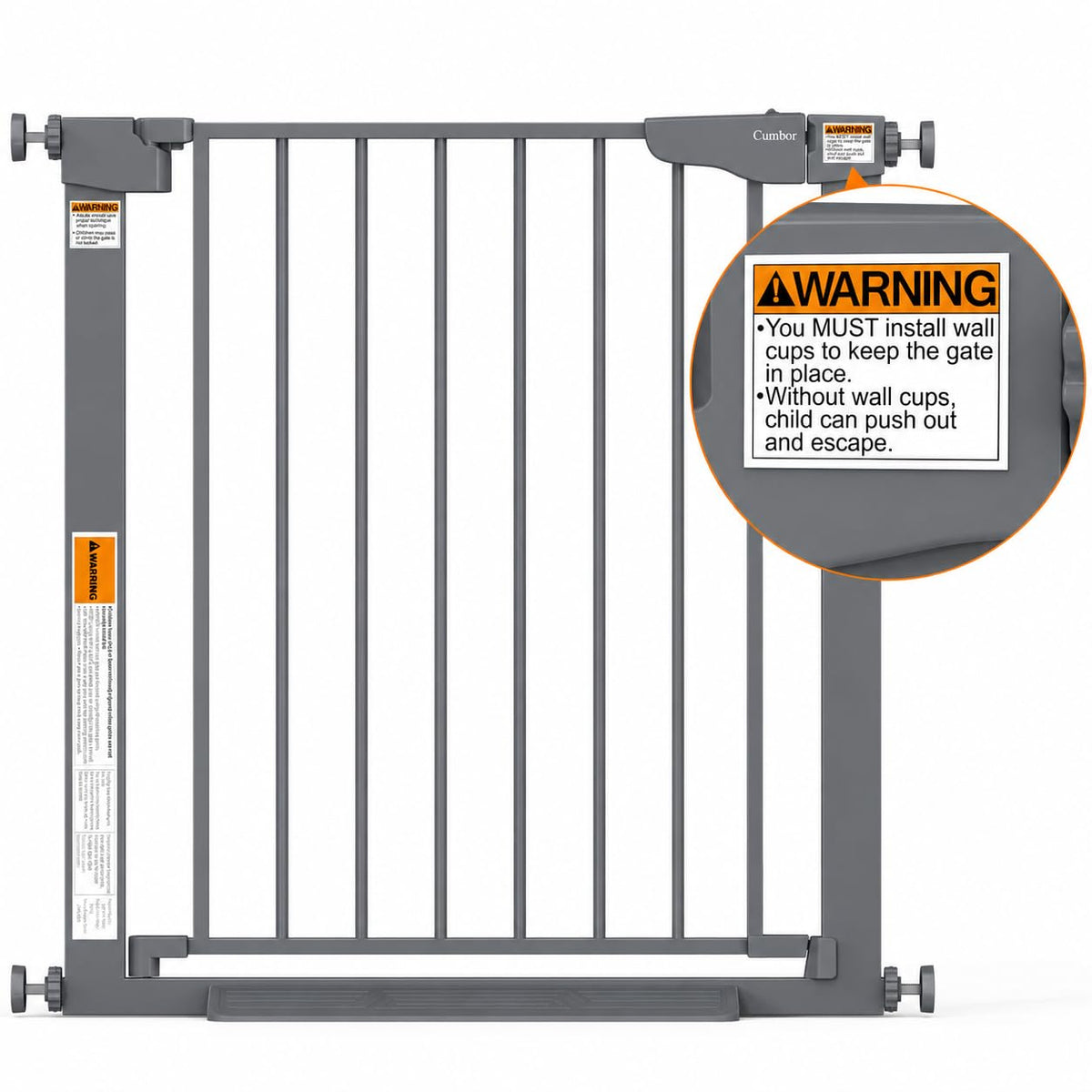 30 51.5 in Extra Wide Baby Gate for Stairs (Cool Gray / 30-51.5"W x 30.5"H)