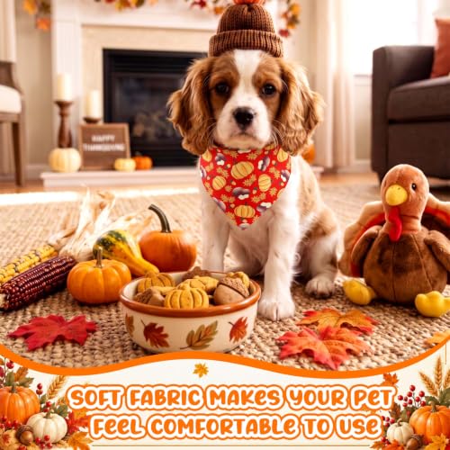 72 Pcs Thanksgiving Dog Bandanas Bulk Pumpkin Triangle Scarf (Thanksgiving 2)
