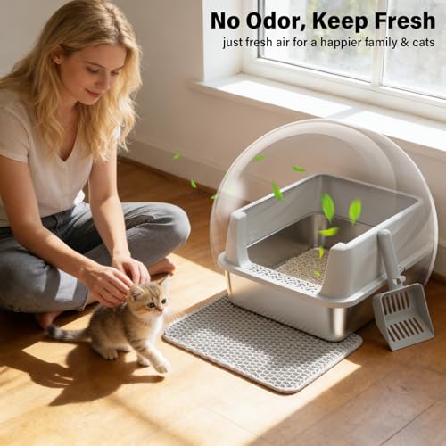 Stainless Steel Litter Box with Lid (Small)