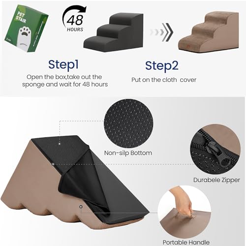 Ramp Dog Stairs for High Beds 22.6" H (Camel / 5-Step (33"D x 15.7"W x 22.6"H))