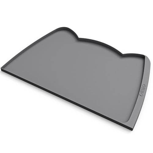 Large Dog Food Mat (24"L x 15"W / Dark Grey)