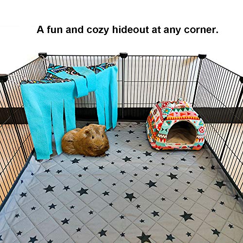 Guinea Pig Hideout Hideaway Corner Fleece Toys Cage Accessories (Blue)