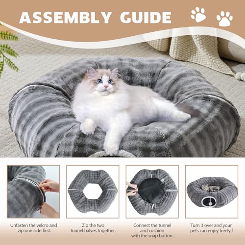 Bubble Round Cat Tunnel for Indoor Cats (Grey / Round)