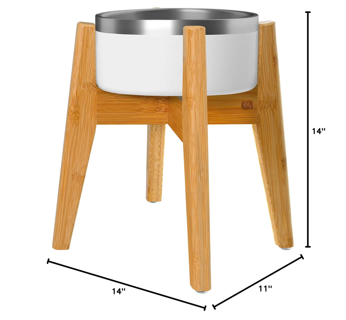 Dog Bowl Stand for Large Dogs (Height: 14"-15" / Width: Adj. 8"-11" / Bamboo-BL)