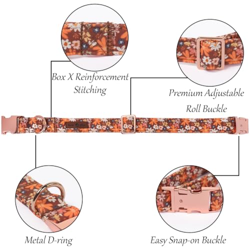 Floral Dog Collar with Sailor Bow (Brown Blossoms(Sailor Bow) / Medium (Pack of 1))