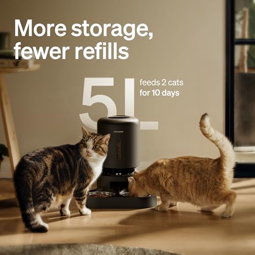 Automatic Cat Feeder for 2 Cats (Black / Dual Tray with WiFi)