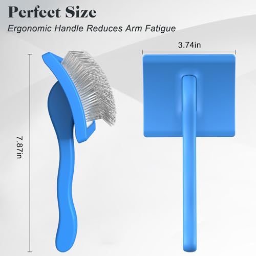 2PCS Slicker Brush for Dogs & Pet Comb (Blue / Gentle Large)