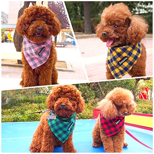 Adjustable Plaid Dog Bandanas (Square Yellow / Small)