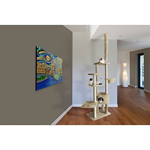 100" 113" Tall Cat Tree for Indoor Cats w (Cat Tower / Skyscraper Playground (Gray))