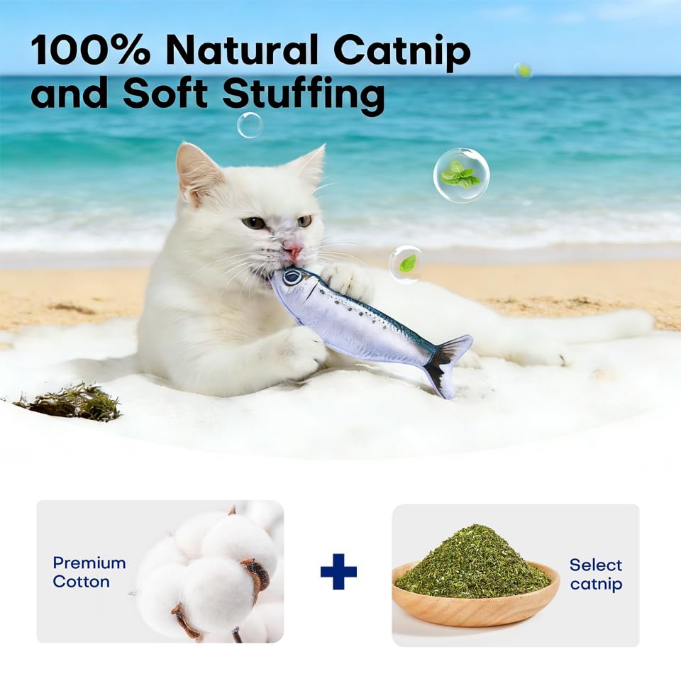 Realistic Floppy Fish Cat Toy with Catnip Toys for Cats Interactive Cat Toys for All Breeds Tap (Floppy Fish Cat Toy)
