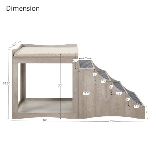 Large Pet Bunk Bed with Removable Step for Dogs and Cats (Grey / Large)