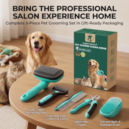 5 PCS Cat & Dog Grooming Kit Brush (Green 5pc)