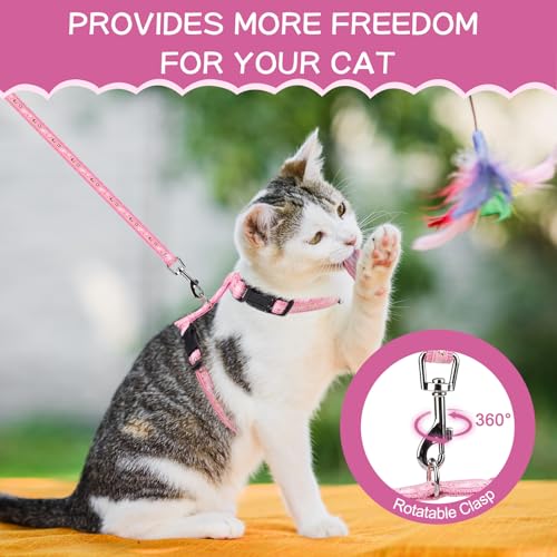Cat Harness with Leash and Collar Set (Medium / Pink)