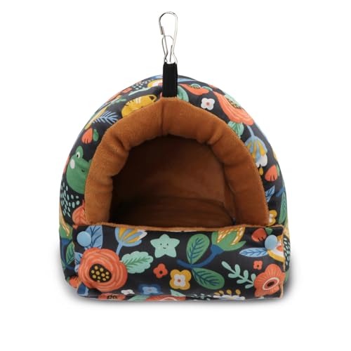 Bird Nest House Winter Warm Snuggle Hut Bird Bed Hanging Hammock for Parrots Budgies Parakeets Caique Senegal Cockatiels Conures (Medium / Black)