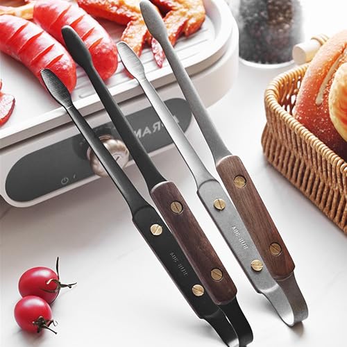 Longjet Kitchen Tongs Metal Tweezers for Cooking (Silvery Walnut-9.5"/1pcs)