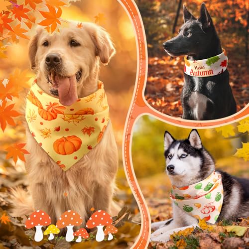 100 Pieces Thanksgiving Dog Bandanas Bulk Fall Autumn Pet Bandanas with Pumpkin Patterns Triangle Scarf Bib Kerchief Set for Small Large Dog Costume Accessories (Pumpkin / 31.5 x 21.7 x 21.7")