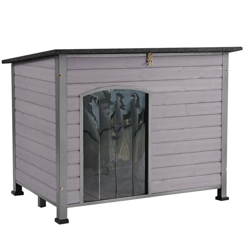 Large Dog House Outdoor Indoor Weatherproof Dog House for Small & Medium & Large Dogs with Unique All (43.3"Grey)