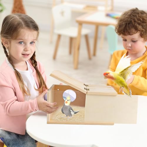 Wooden Bird Nesting Box with Transparent Visual Window (【Large:9.8x5.1x5.1 Inches】)