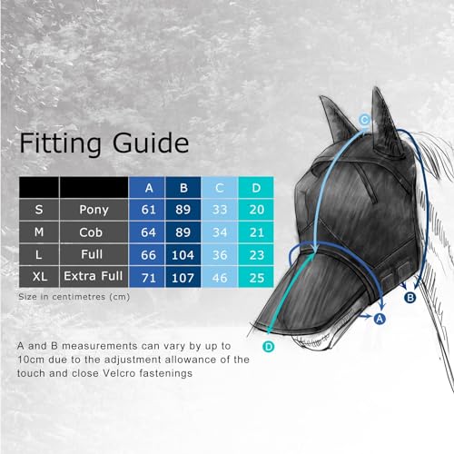 CareMaster Ergonomically Designed Thick Fleece Padding Fly Mask Half Face Silver (Silver/Blue / Pony (Small))