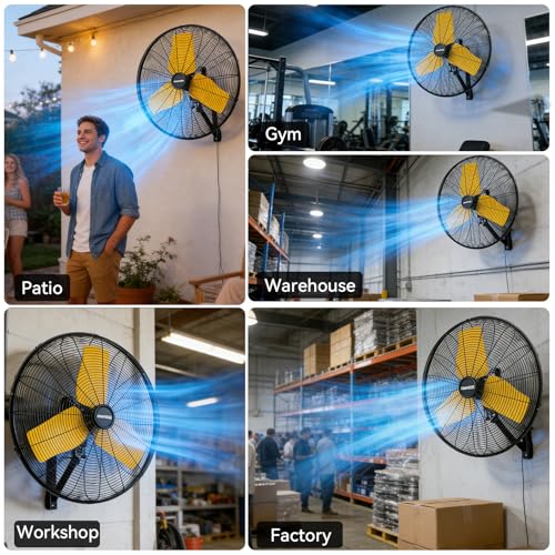 24 Inch 9500 CFM Waterproof Wall Fan Pro Series (Yellow / 24 Inch)