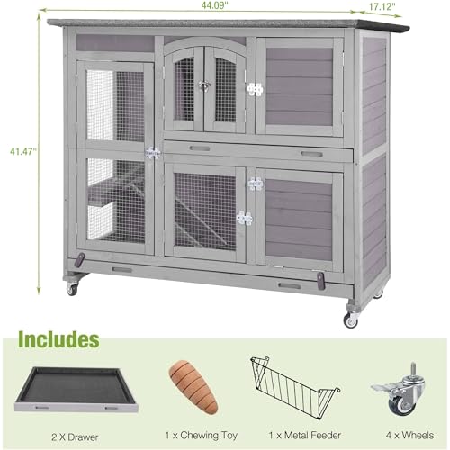 Guinea Pig Cage 2 (Grey / 44.0"L x 20.0"W x 41.5"H)
