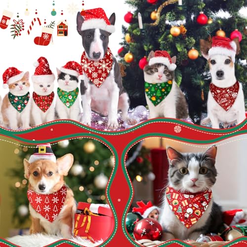500 Pcs Christmas Bandanas for Dogs Xmas Bandanas Bulk with Santa Snowflake Candy Cane Patterns Soft Bibs Adjustable Triangle Doggie Scarf for Small Medium Large Pet 25.6 x 17.7 x 17.7 Inch (Christmas)