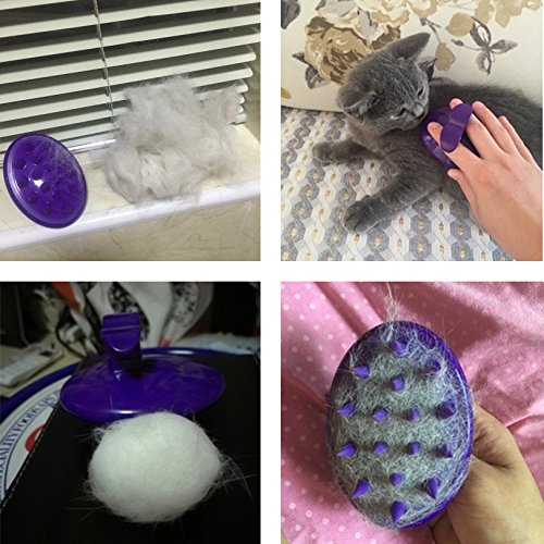 Cat Brush with Soft Rubber Pins (Purple)