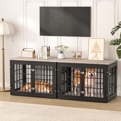 38" Heavy Duty Dog Crate Furniture for Large and Medium Dogs (Greige / 38.3"L x 25.4"W x 27.7"H)