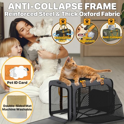 Expandable Pet Carrier for Small Cats & Dogs (18.0"L x 11.0"W x 11.0"H / Mid-Hemp Gray)