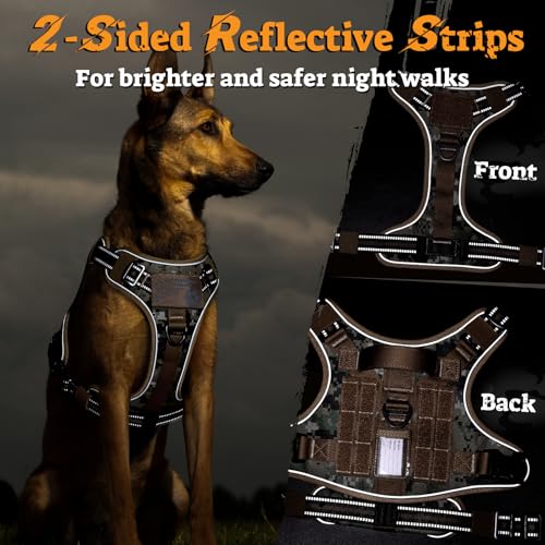 Tactical Dog Harness for Small Dogs (S(Chest:16.1"-31.5",Neck:15.4"-21.6",Back:7.1") / Brown Camo)