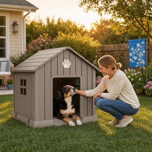 Dog House for Large Size Dogs (Gray / 37.8''L x 40.87''W x 38.82''H)