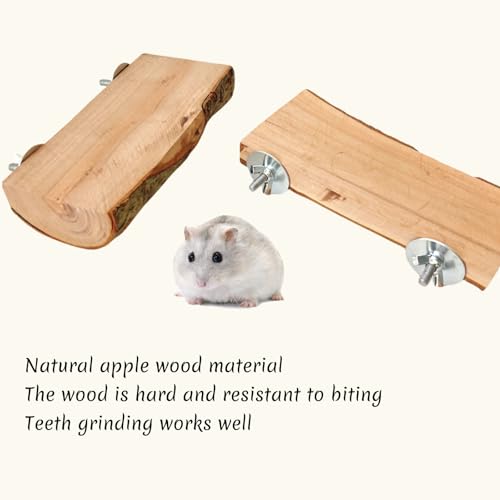 2Pcs Hamster Ledges Wooden Platform 2.6 x 6 Inch Rat Climb Platform Shelf Bird Perch Stand Toys Cage Accessories for Rat Gerbil Suger Glider (6 × 2.6 inch)