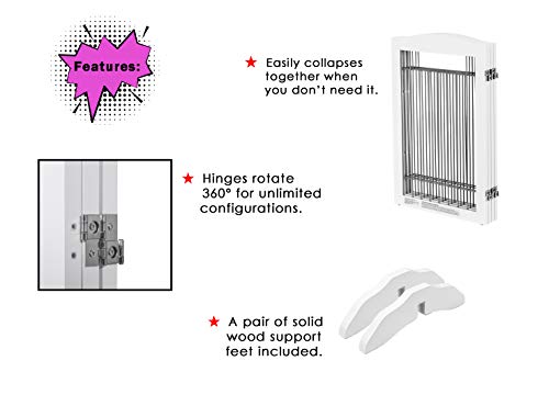 Free Standing Foldable Metal Pet Gate for Dog (Sliver / 【4 Panels】80"W x 30"H)