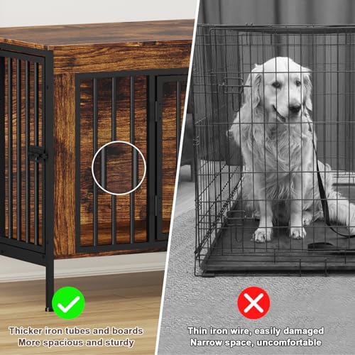 55.12" Dog Crate Furniture for 1 or 2 Dogs (Brown / 55.1"L x 20.5"W x 26.2"H)