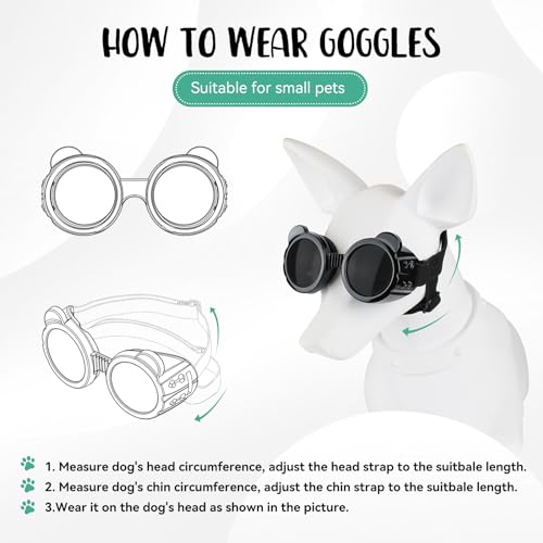 Dog Goggles for Small Breed UV (Black / X-Small)