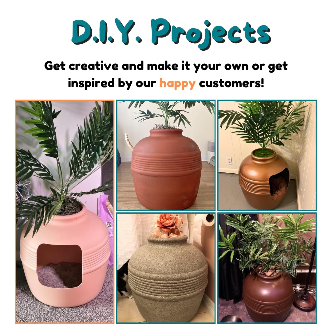 Original Hidden Litter Box Planter (Broad Leaf Philodendron / Base Kit / Blush Coral)