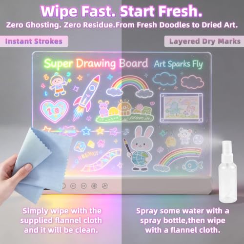 16'' Rechargeable LED Drawing Board for Kids (White / 13.7"W x 10"H)