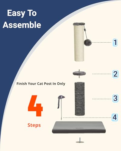 Tall Cat Scratching Post (29.5" / Light Gray)