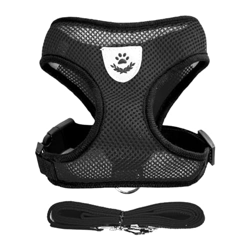 Black Green Cat Harness and Leash Set (black / XL:(Neck:14.56" chest:18.11"-24.01"))