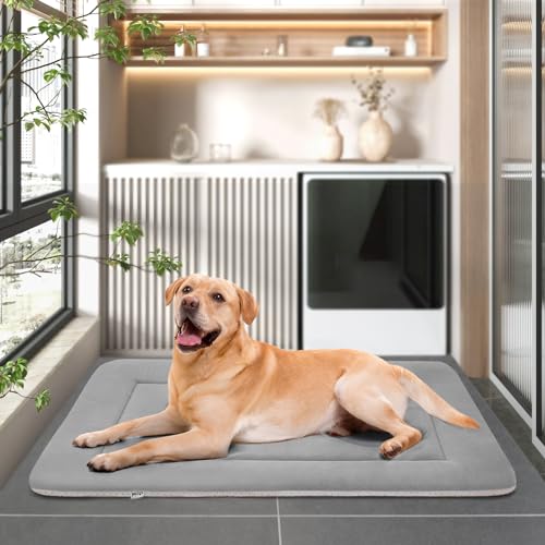 Extra Large Dog Bed Soft Dog Crate Pad Mat 48 in Non (48.0"L x 30.0"W x 1.2"Th / Clay Gray)