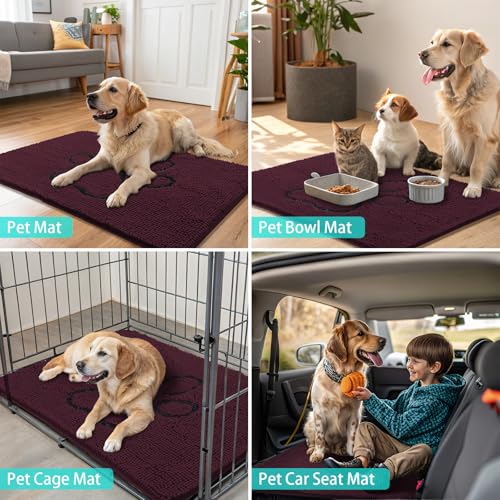 Dog Door Mat for Muddy Paws (30"X20" / Russet and Black)