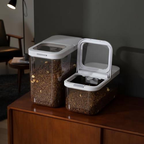 Pet Food Storage Containers With Lids & Scooper (12KG-White-1)