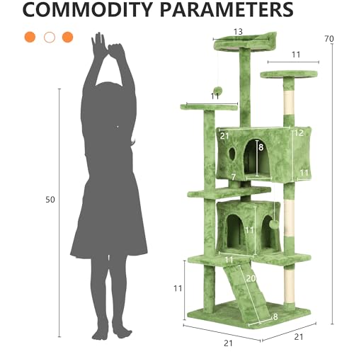 70" Cat Tree Tower (70in / Green)