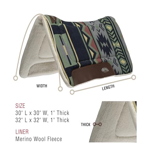 All Purpose Contoured Horse Saddle Pad (30" L x 30" W / SOUTHWEST-MALLARD GREEN/GRAY)